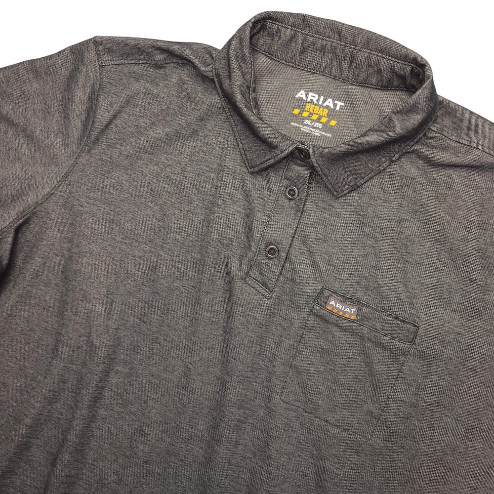 Ariat Rebar Polo‎ Shirt Womens 2XL Gray Foreman Workwear Short Sleeve Pocket